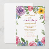 水彩花の再生50周年結婚の 招待状 (正面/裏面)