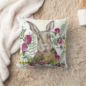 水彩花の可愛いバニー クッション (ブランケット)