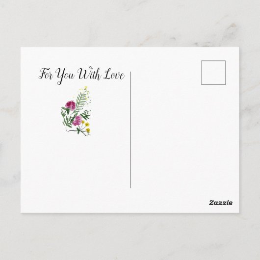 水彩花の可愛いバニー ポストカード (裏面)
