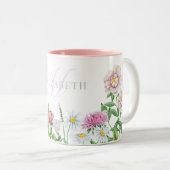 水彩花の名前とモノグラム2音マグ ツートーンマグカップ (正面右)