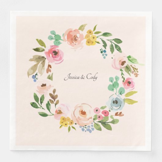 水彩花の名前結婚の夕食のサイズ (正面)