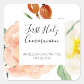 水彩花の少女の聖体拝領 スクエアシール (正面)