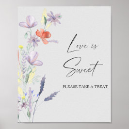 水彩花の愛は甘くておいしいおやつポスト ポスター