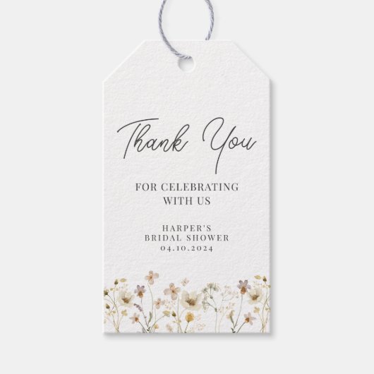 水彩花の感謝 ギフトタグ (正面)