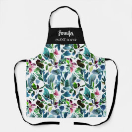 水彩花の植物模様植物愛好家 エプロン