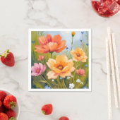 水彩花の植物画 野の花のフィールド スタンダードカクテルナプキン (インサイチュ)