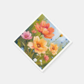 水彩花の植物画 野の花のフィールド スタンダードカクテルナプキン (角)