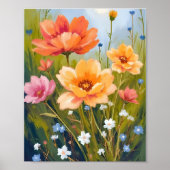 水彩花の植物画 野の花の原っぱ ポスター (正面)