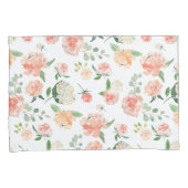 水彩花の模様（桃） 枕カバー (正面右)