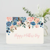 水彩花の母の日カード ピンクとブルー シーズンカード (スタンド正面)