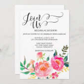 水彩花の結婚式招待状 招待状 (正面/裏面)