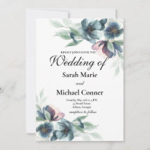 水彩花の結婚式招待状
