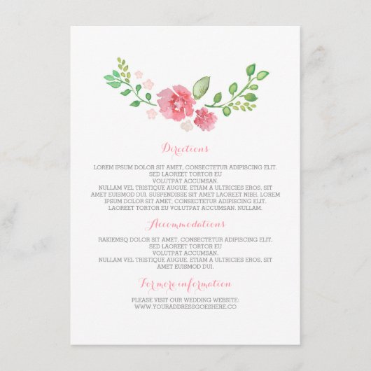 水彩花の結婚式詳細 - 情報 エンクロージャーカード (正面)