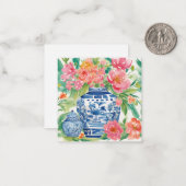 水彩花の贈り物のチノイスリージンジャージャー ノートカード (正面/裏面インサイチュ)