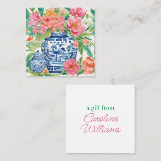 水彩花の贈り物のチノイスリージンジャージャー ノートカード (正面/裏面)