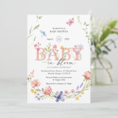 水彩花の赤ちゃん ブルーム ベイビー シャワー 招待状 (スタンド正面)