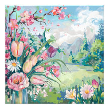 水彩花の開花する静けさ