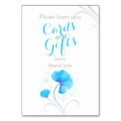 水彩花の青結婚のギフトテーブル記号 テーブルナンバー (正面)