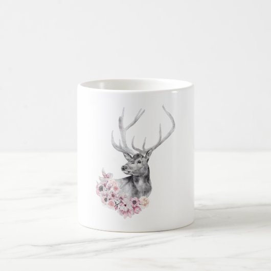 水彩花の鹿 コーヒーマグカップ (中央)