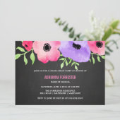 水彩花の黒板卒業パーティー 招待状 (スタンド正面)