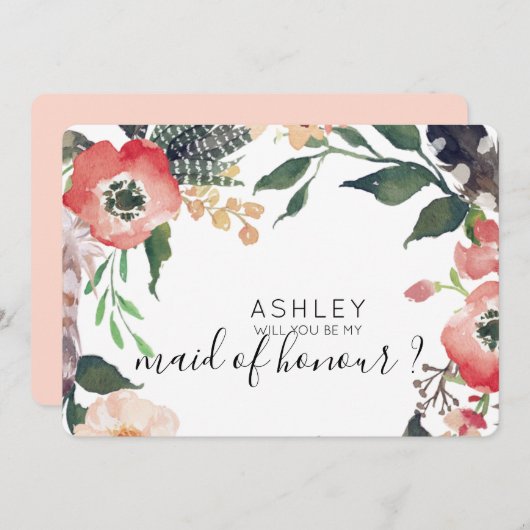 水彩花は私の花嫁の名前 招待状 (正面/裏面)