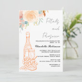 水彩花びらとプロセッコブライダルシャワー 招待状 (スタンド正面)