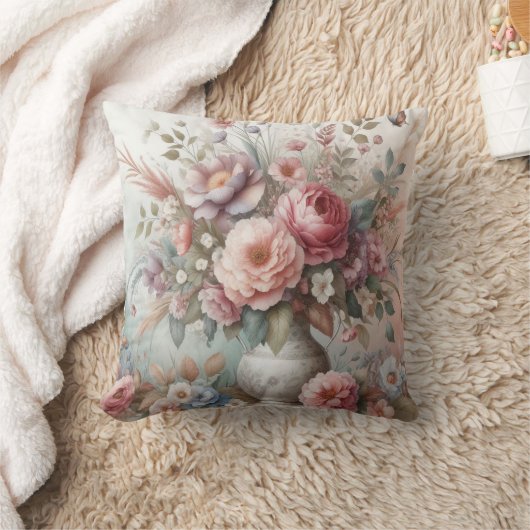 水彩花びら クッション (ブランケット)