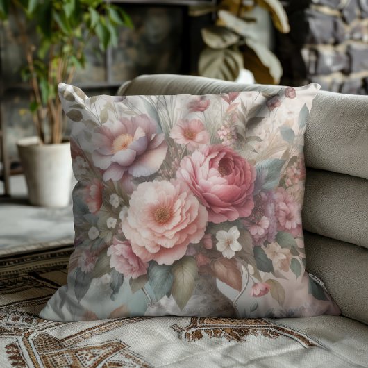 水彩花びら クッション