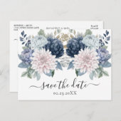 水彩花ほこりっぽい青デートを保存 ポストカード (正面/裏面)