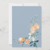 水彩花ほこりっぽい青結婚色 招待状 (裏面)