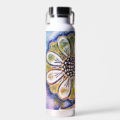 水彩花アートを青に ウォーターボトル (正面)