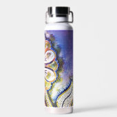 水彩花アートを青に ウォーターボトル (背面)