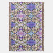 水彩花アートを青に スローブランケット (正面縦)