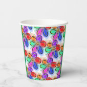 水彩花アート赤グリーン 紙コップ (裏面)