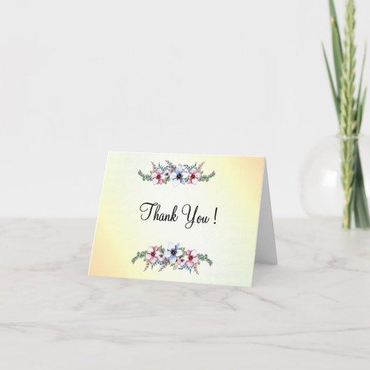 水彩花イエローシャイン空白のイン サンキューカード (正面)