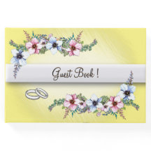 水彩花イエローシャイン結婚ズゲストブック