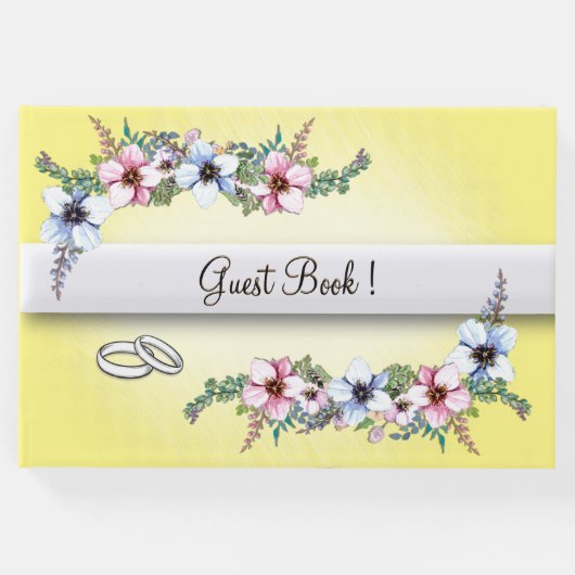 水彩花イエローシャイン結婚ズゲストブック ゲストブック (正面)