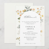 水彩花イスラム式結婚式招待状 招待状 (正面/裏面)