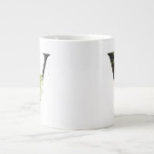 水彩花イニシャルマグと文字V ジャンボコーヒーマグカップ (正面)