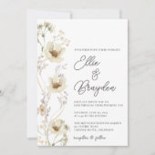 水彩花イラストのウェディング招待状 招待状 (正面)