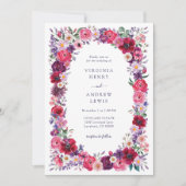 **水彩花イラストのウェディング** 招待状 (正面)