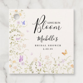 水彩花イラストのラブイズインブルーム ブライダルシャワー フェイバータグ