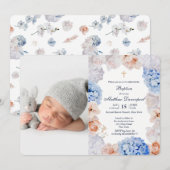 水彩花イラストの洗礼写真招待状 招待状 (正面/裏面)