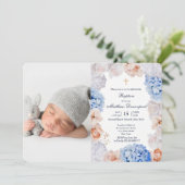 水彩花イラストの洗礼写真招待状 招待状 (スタンド正面)