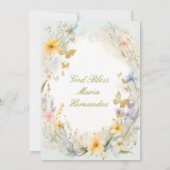 水彩花イラストの洗礼招待状 招待状 (裏面)