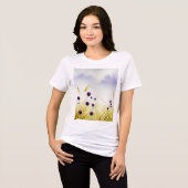 水彩花イラスト トライブレンドTシャツ (正面全面)