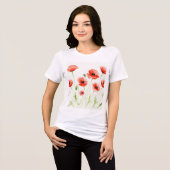 水彩花イラスト トライブレンドTシャツ (正面全面)