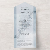 水彩花インディゴブルー結婚ズ オールインワン招待状 (内側)