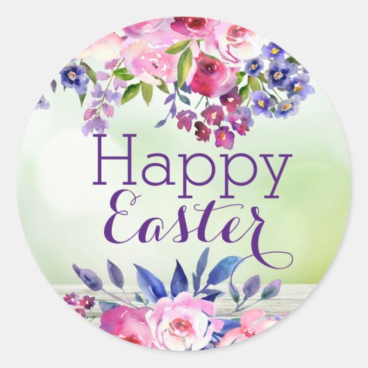 水彩花イースターステッカー ラウンドシール (正面)