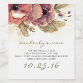 水彩花エレガントな結婚式 ワインラベル (シングルラベル)